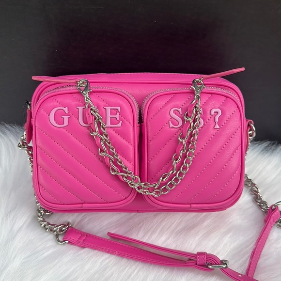 New GUESS Women's Pink Cassie Quilted Crossbody - Picture 5 of 9